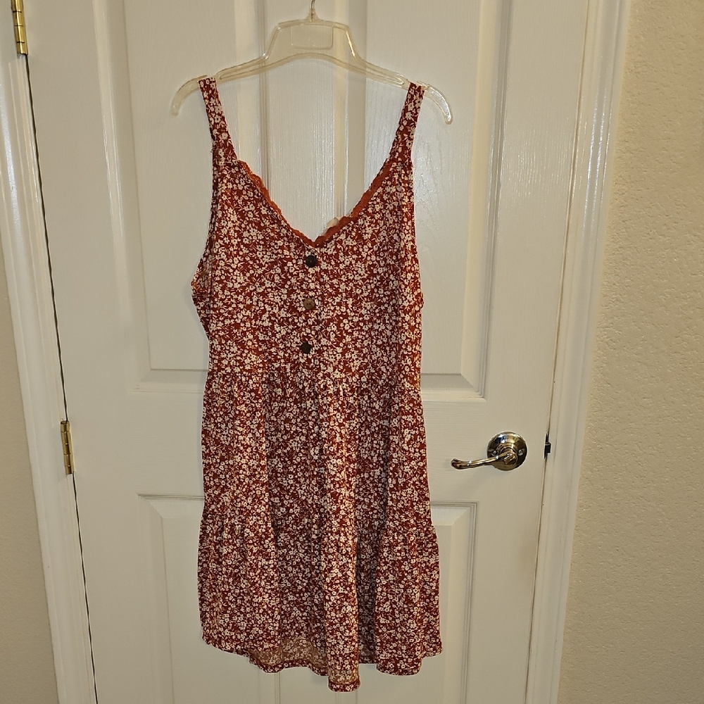 Sweet Wanderer Rust and White Floral Dress